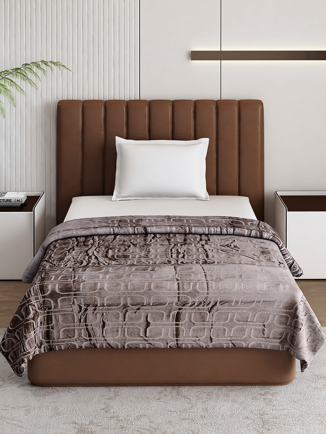 Printed Single Bed 210 GSM Blanket for AC Room - (Terra)