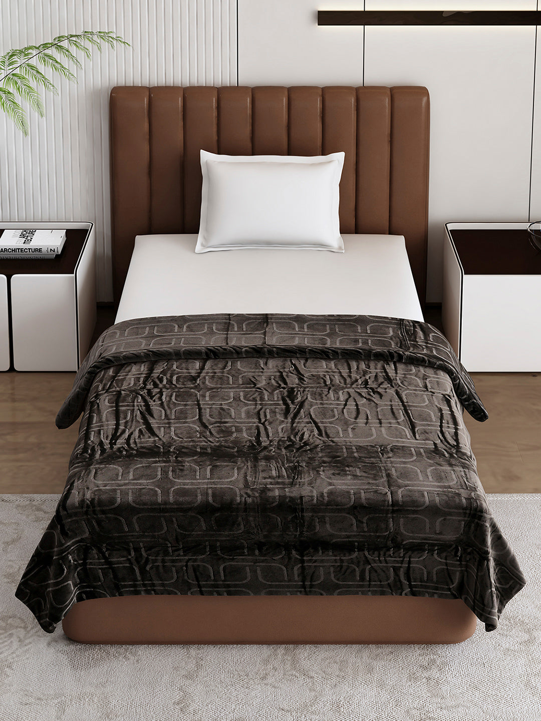 Printed Single Bed 210 GSM Blanket for AC Room - (Terra)