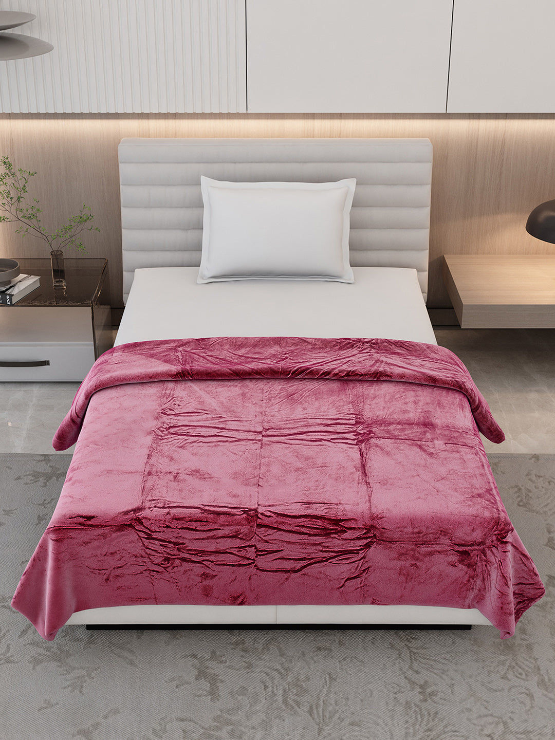 Solid Single Bed 300 GSM Blanket for AC Room - (Vivid)