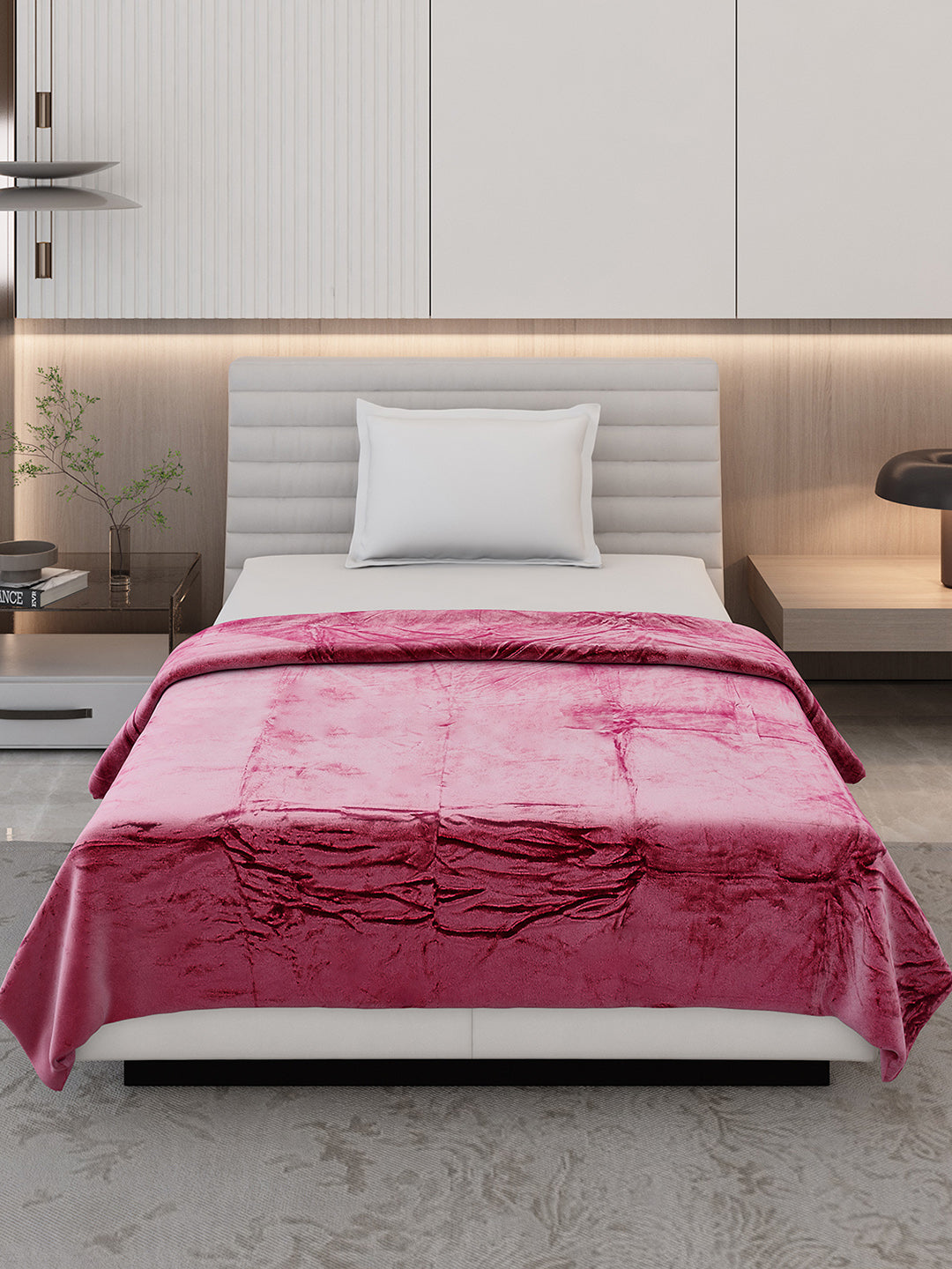 Solid Single Bed 300 GSM Blanket for AC Room - (Vivid)