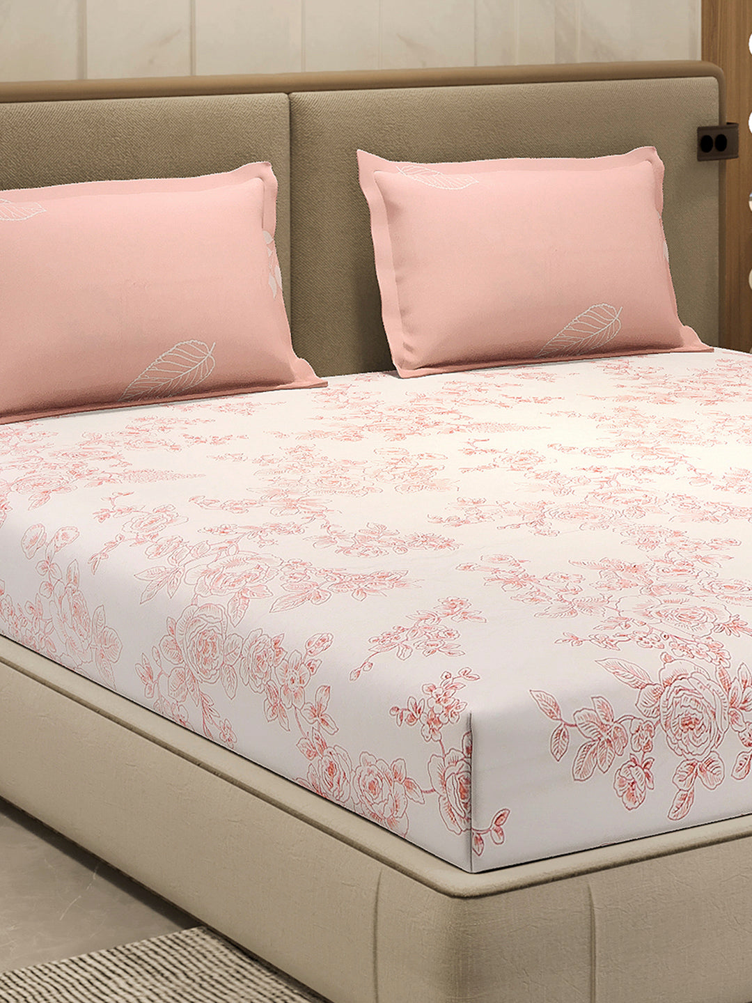 110 GSM Polyester Double Bed 1 Bedsheet with 2 Pillow Cover (Aromatica)