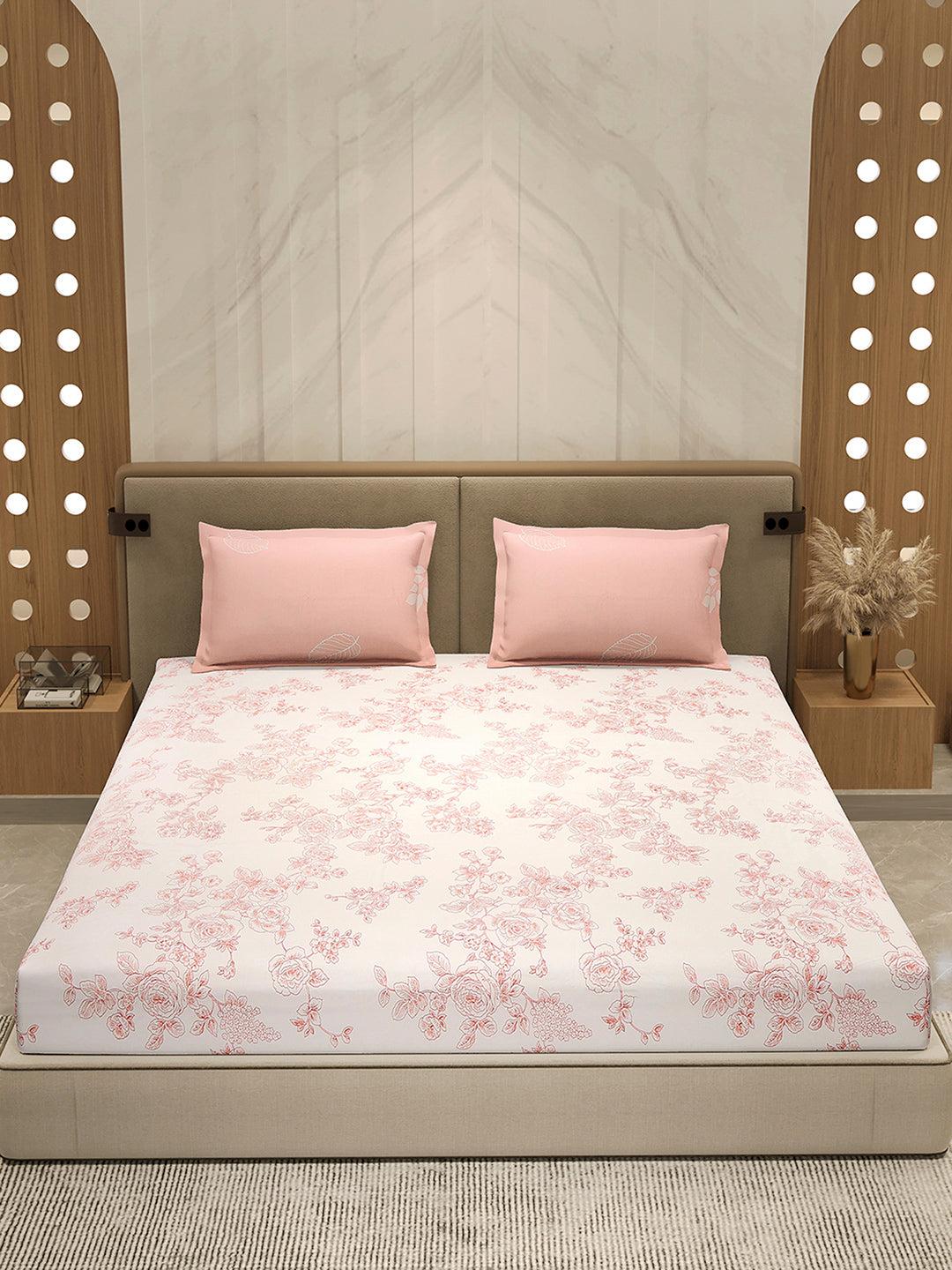 110 GSM Polyester Double Bed 1 Bedsheet with 2 Pillow Cover (Aromatica)