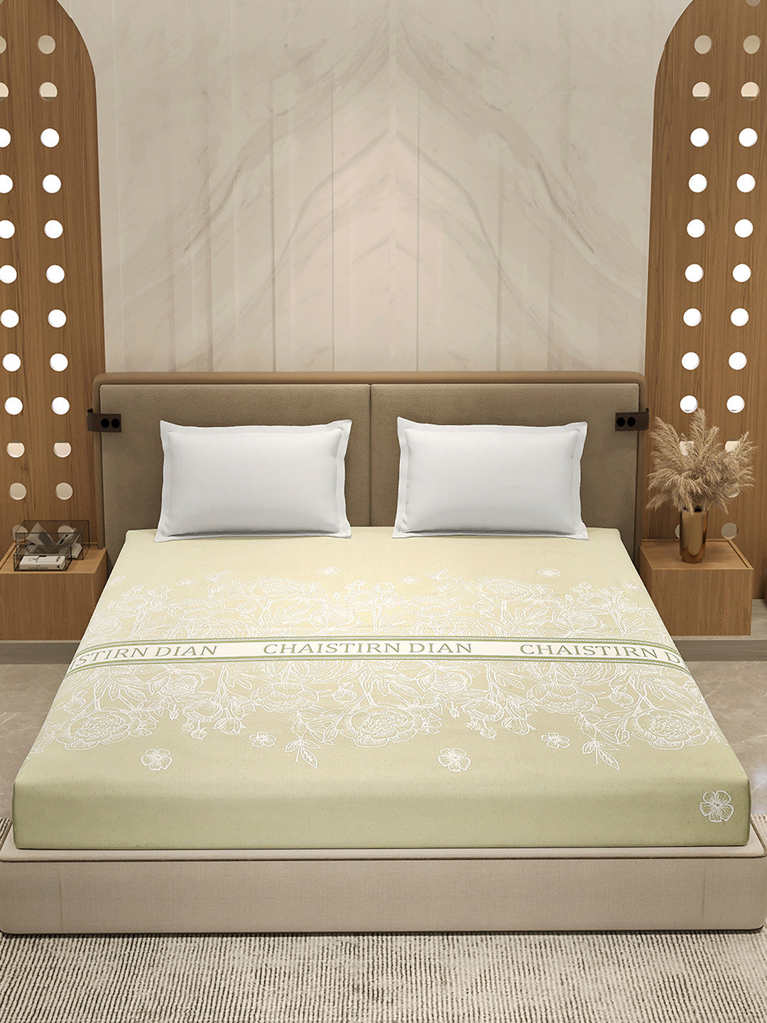 110 GSM Polyester Double Bed 1 Bedsheet with 2 Pillow Cover (Aromatica)