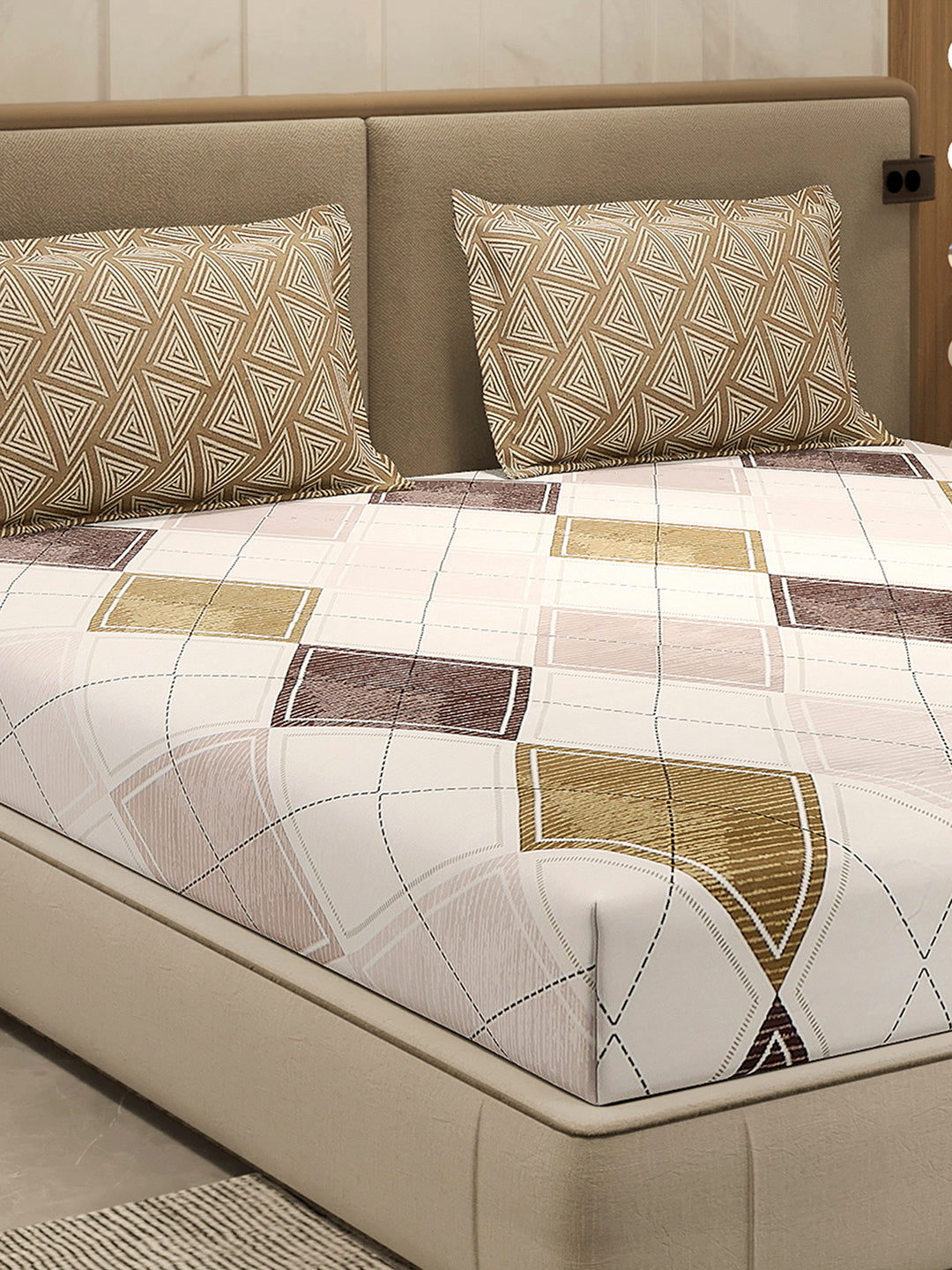 110 GSM Polyester Double Bed 1 Bedsheet with 2 Pillow Cover (Aromatica)