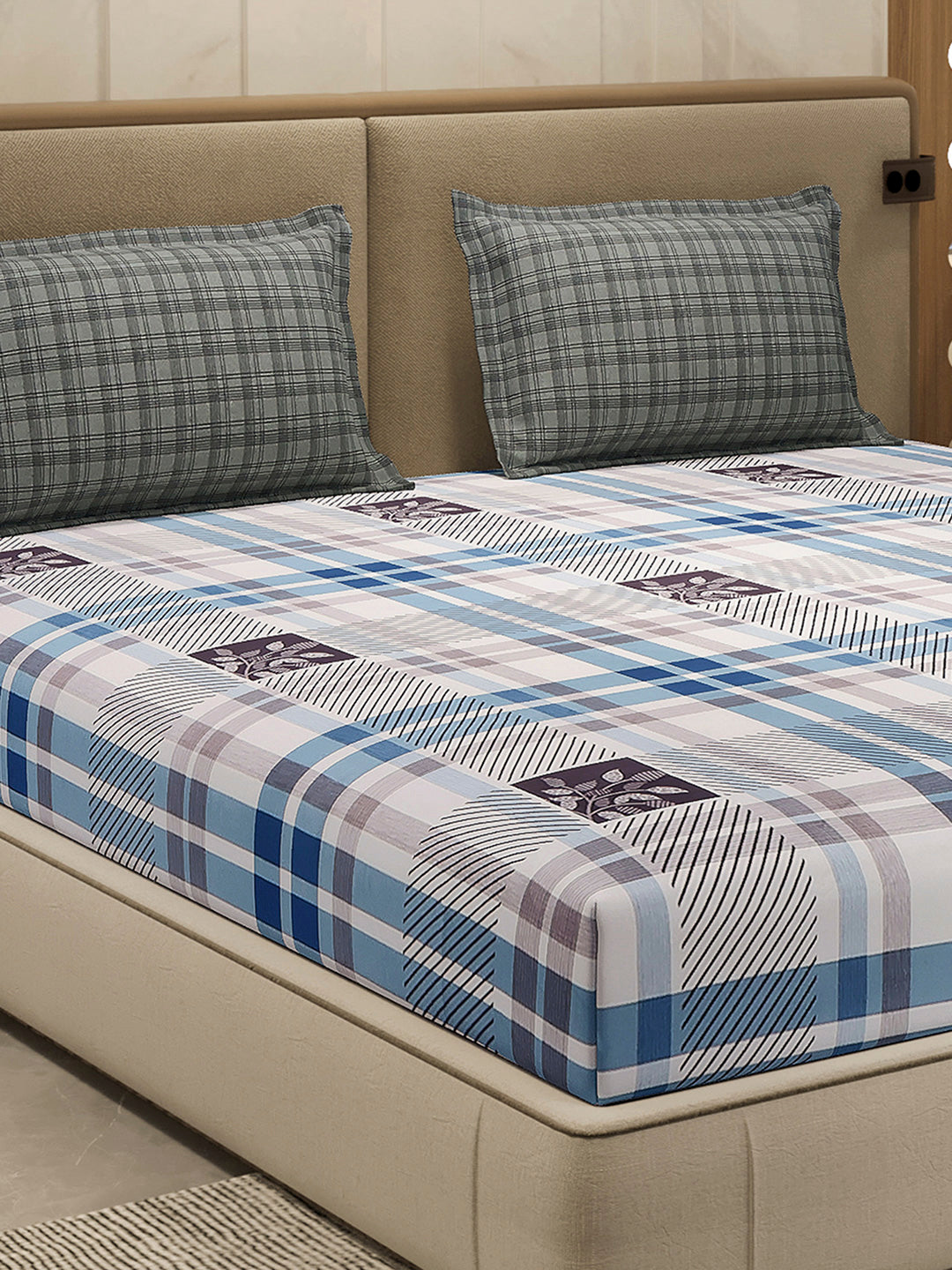 110 GSM Polyester Double Bed 1 Bedsheet with 2 Pillow Cover (Aromatica)