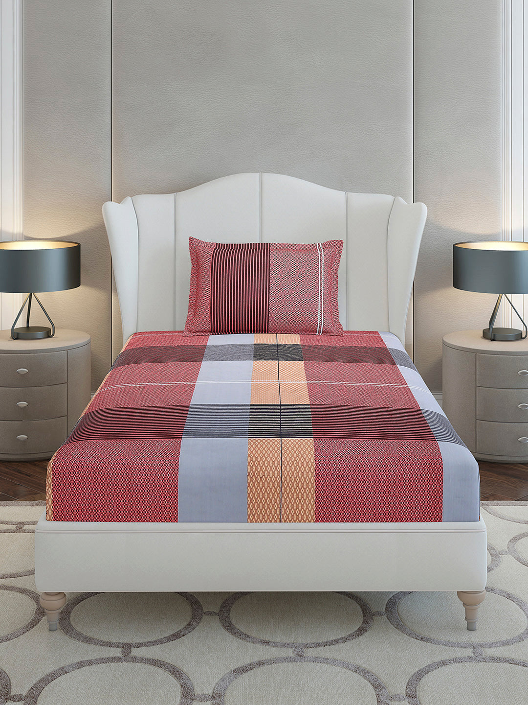 130 GSM Polyester Single Bedsheet with 1 Pillow Cover (Decoy)