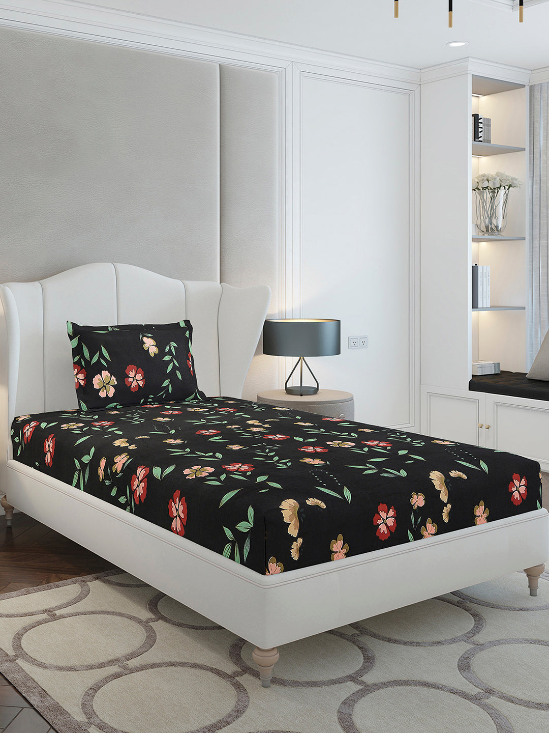 130 GSM Polyester Single Bedsheet with 1 Pillow Cover (Decoy)