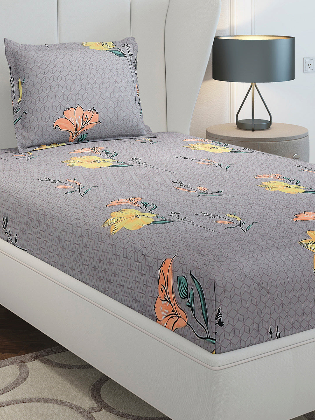 130 GSM Polyester Single Bedsheet with 1 Pillow Cover (Decoy)