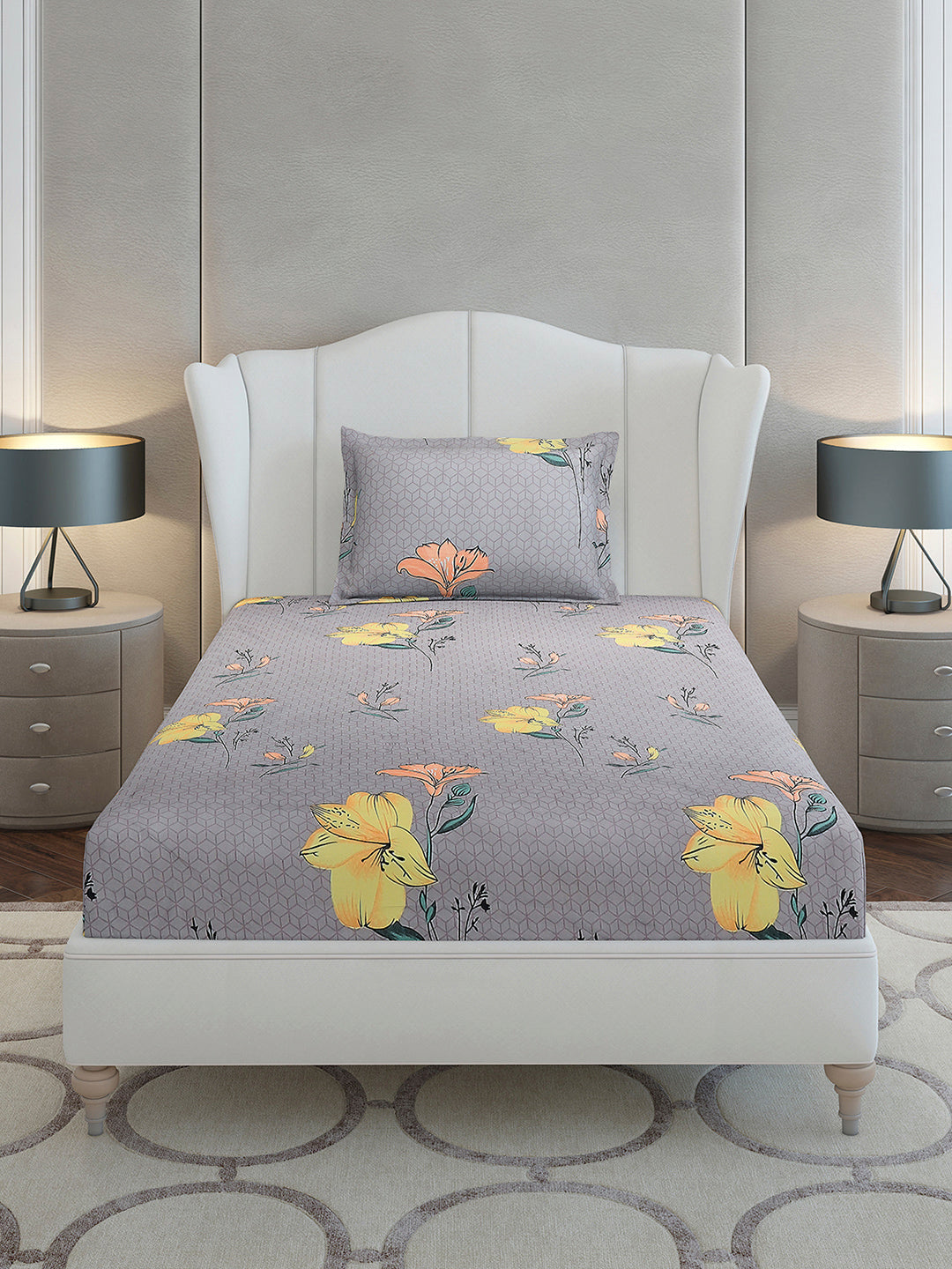 130 GSM Polyester Single Bedsheet with 1 Pillow Cover (Decoy)