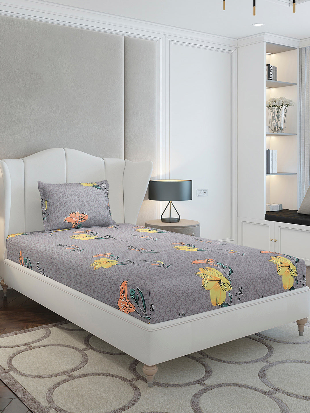 130 GSM Polyester Single Bedsheet with 1 Pillow Cover (Decoy)