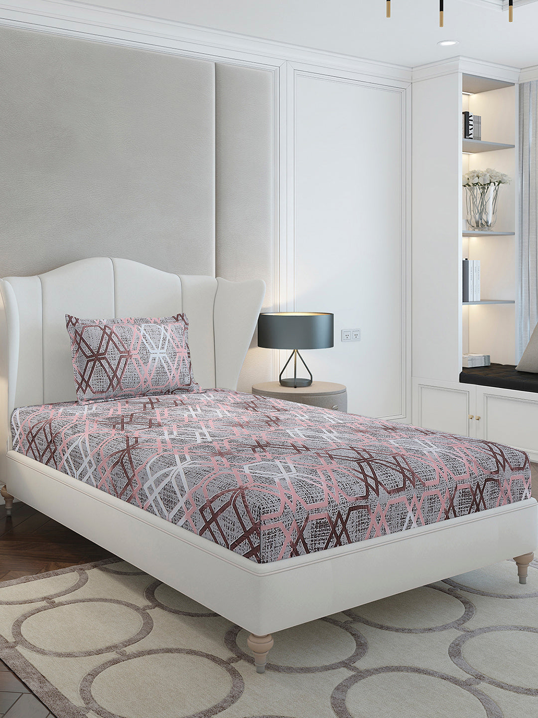 130 GSM Polyester Single Bedsheet with 1 Pillow Cover (Decoy)