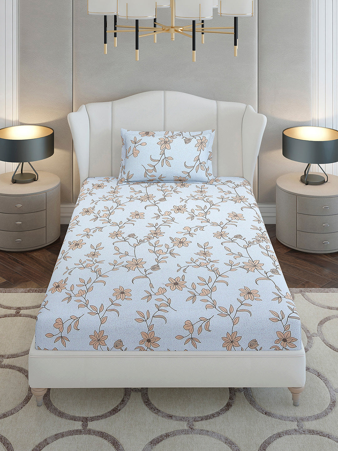 130 GSM Polyester Single Bedsheet with 1 Pillow Cover (Decoy)