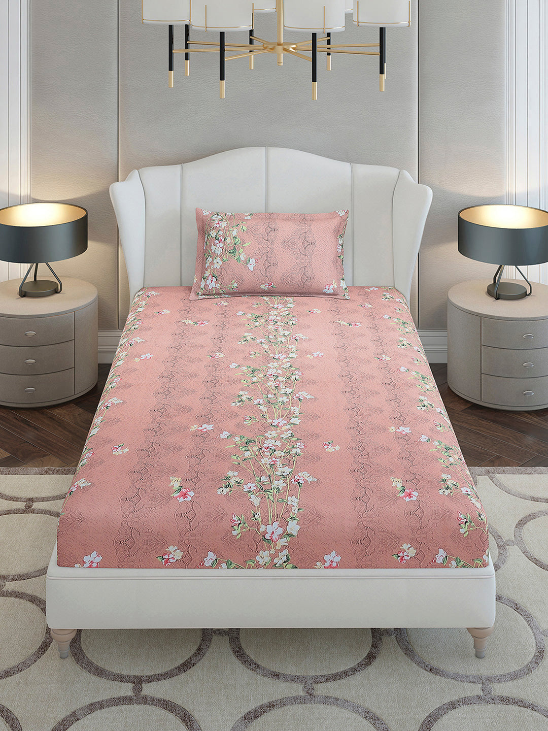 130 GSM Polyester Single Bedsheet with 1 Pillow Cover (Decoy)