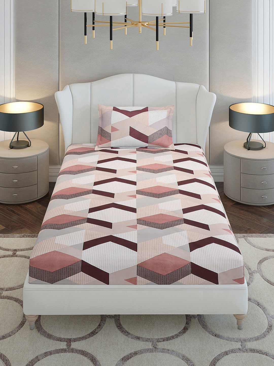 130 GSM Polyester Single Bedsheet with 1 Pillow Cover (Decoy)