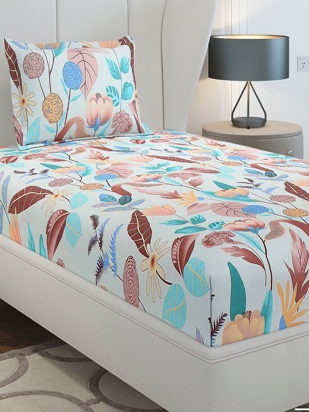 130 GSM Polyester Single Bedsheet with 1 Pillow Cover (Decoy)