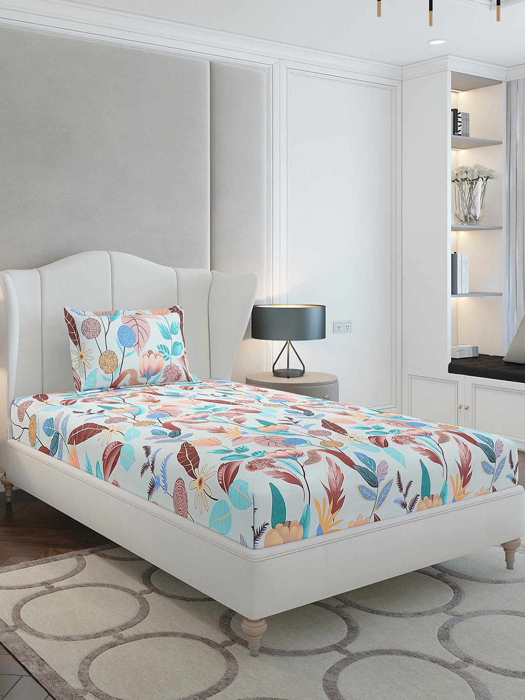 130 GSM Polyester Single Bedsheet with 1 Pillow Cover (Decoy)