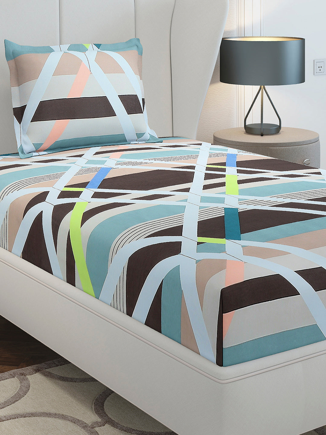 130 GSM Polyester Single Bedsheet with 1 Pillow Cover (Decoy)