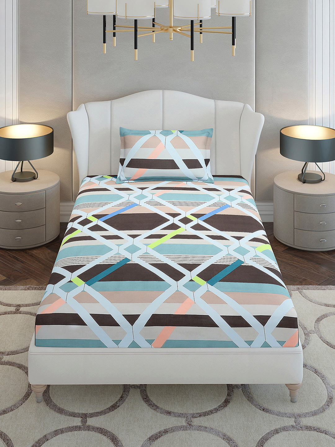 130 GSM Polyester Single Bedsheet with 1 Pillow Cover (Decoy)