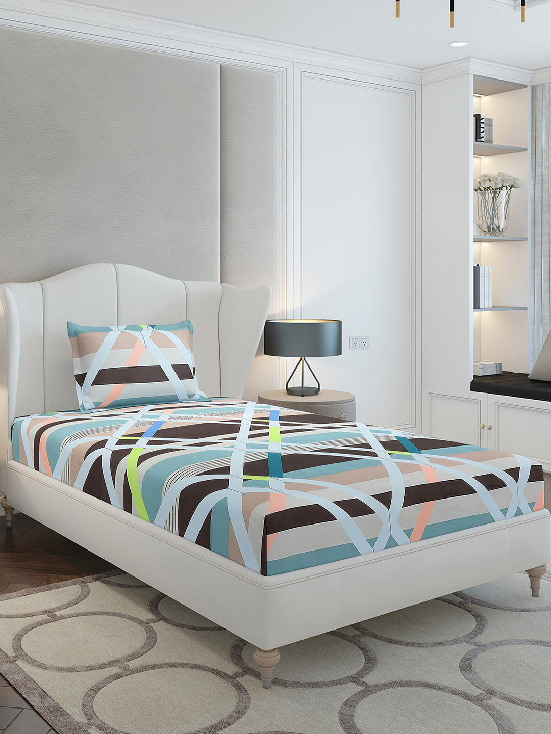 130 GSM Polyester Single Bedsheet with 1 Pillow Cover (Decoy)