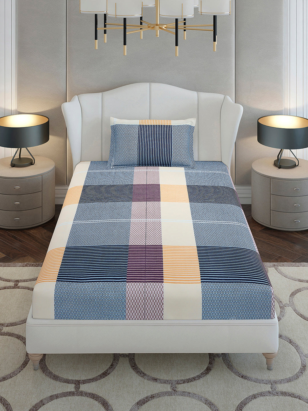 130 GSM Polyester Single Bedsheet with 1 Pillow Cover (Decoy)