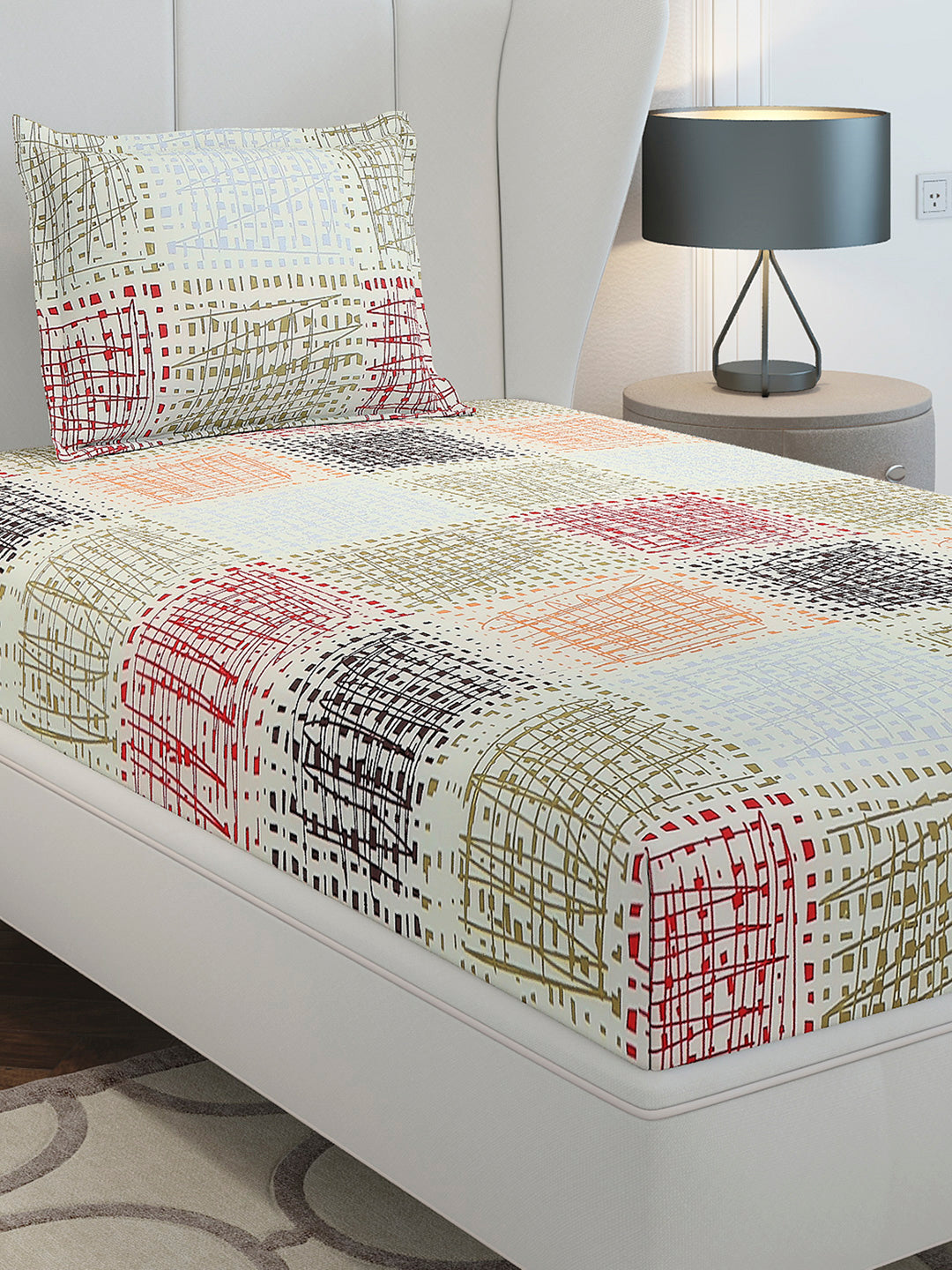 130 GSM Polyester Single Bedsheet with 1 Pillow Cover (Decoy)