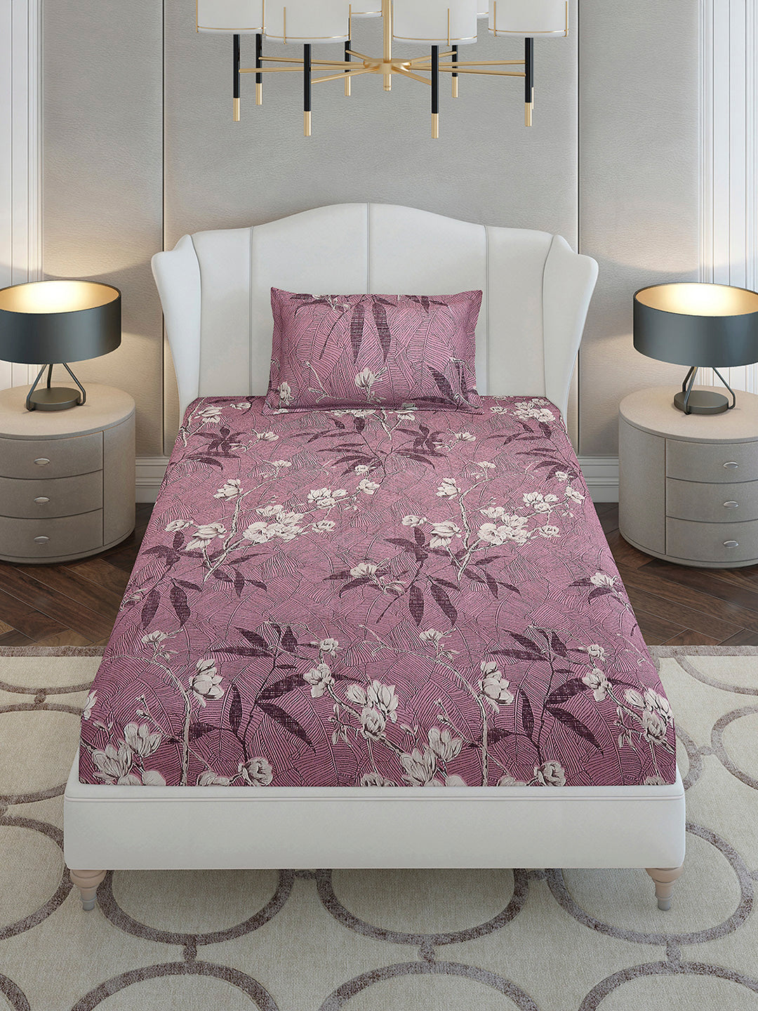 130 GSM Polyester Single Bedsheet with 1 Pillow Cover (Decoy)