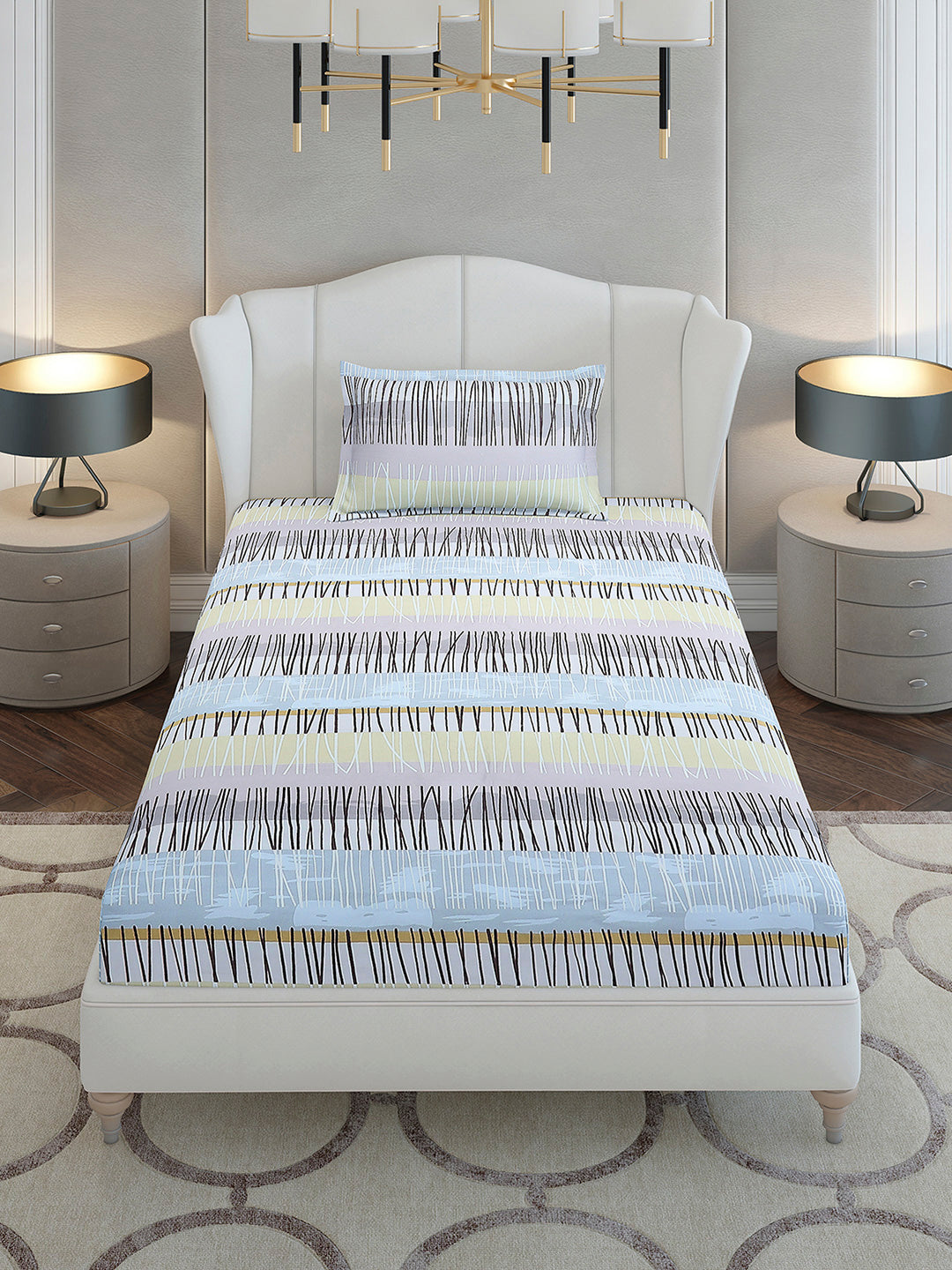 130 GSM Polyester Single Bedsheet with 1 Pillow Cover (Decoy)