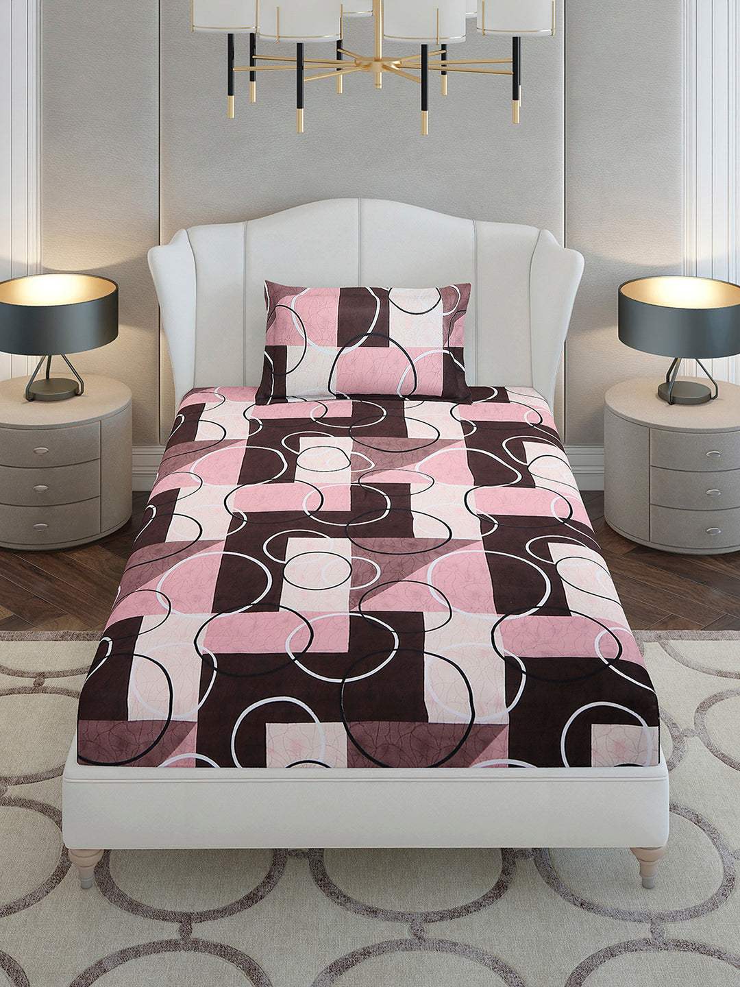 130 GSM Polyester Single Bedsheet with 1 Pillow Cover (Decoy)