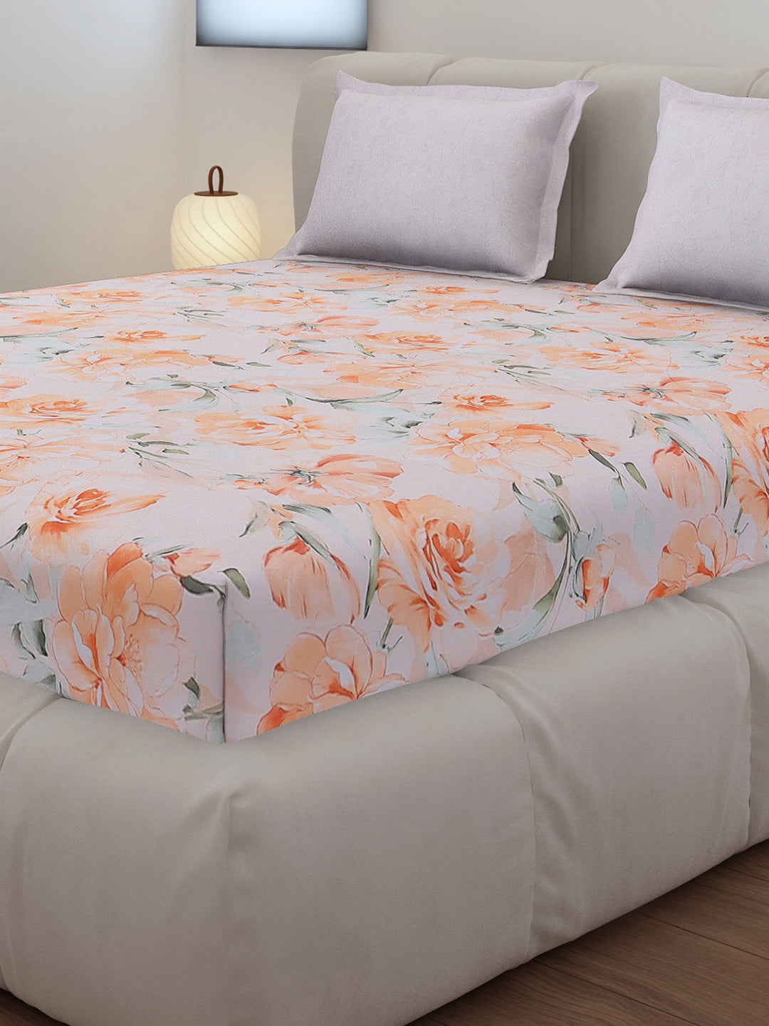 130 GSM Polyester King Size 1 Bedsheet with 2 Pillow Covers (Edmond)