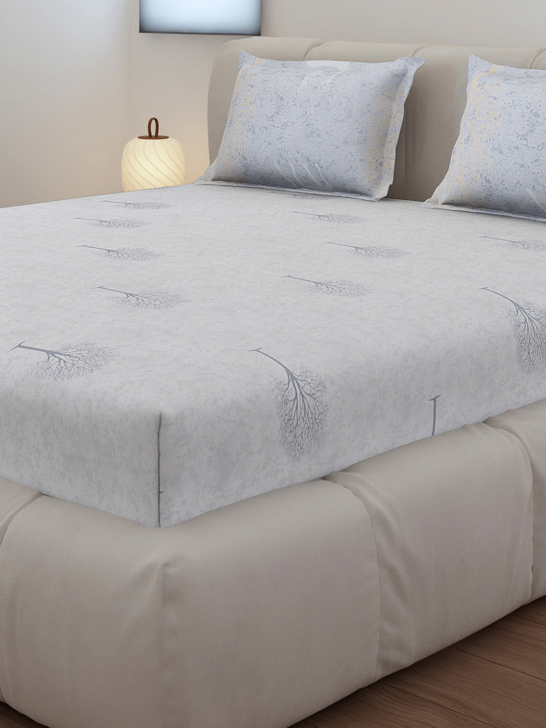 130 GSM Polyester King Size 1 Bedsheet with 2 Pillow Covers (Edmond)