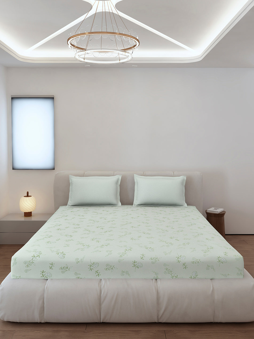 130 GSM Polyester King Size 1 Bedsheet with 2 Pillow Covers (Edmond)