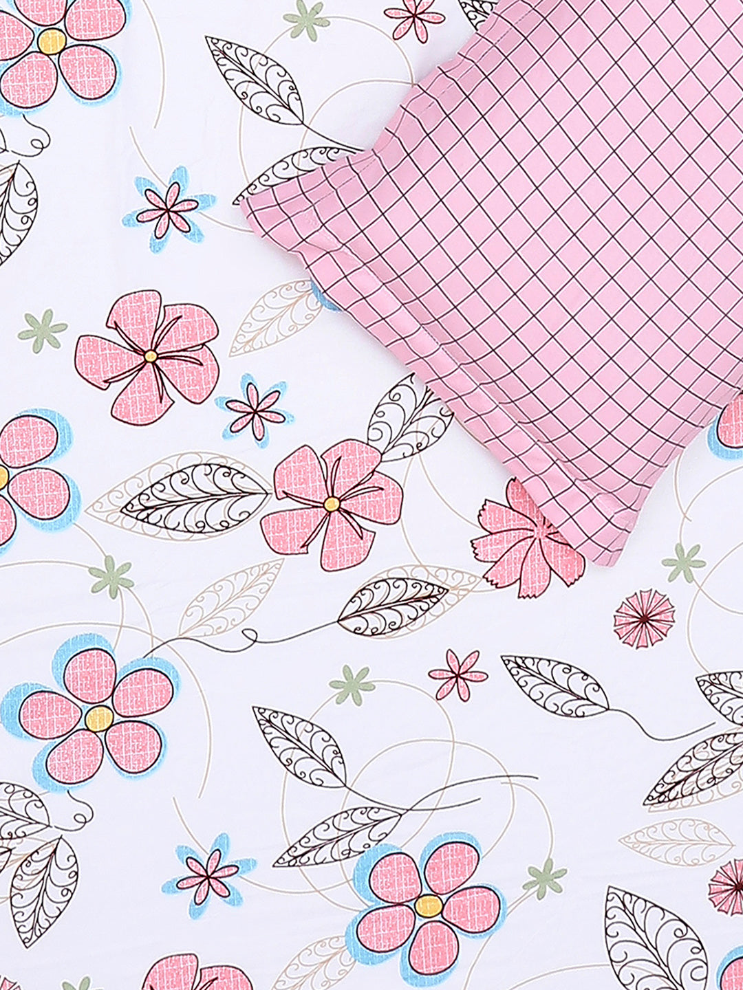 130 GSM Polyester King Size 1 Bedsheet with 2 Pillow Covers (Edmond)