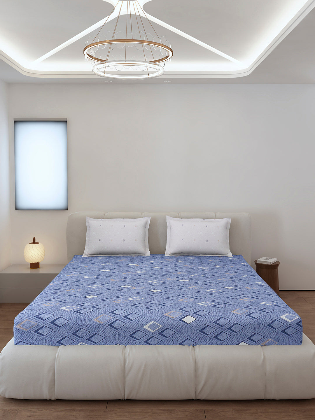 130 GSM Polyester King Size 1 Bedsheet with 2 Pillow Covers (Edmond)