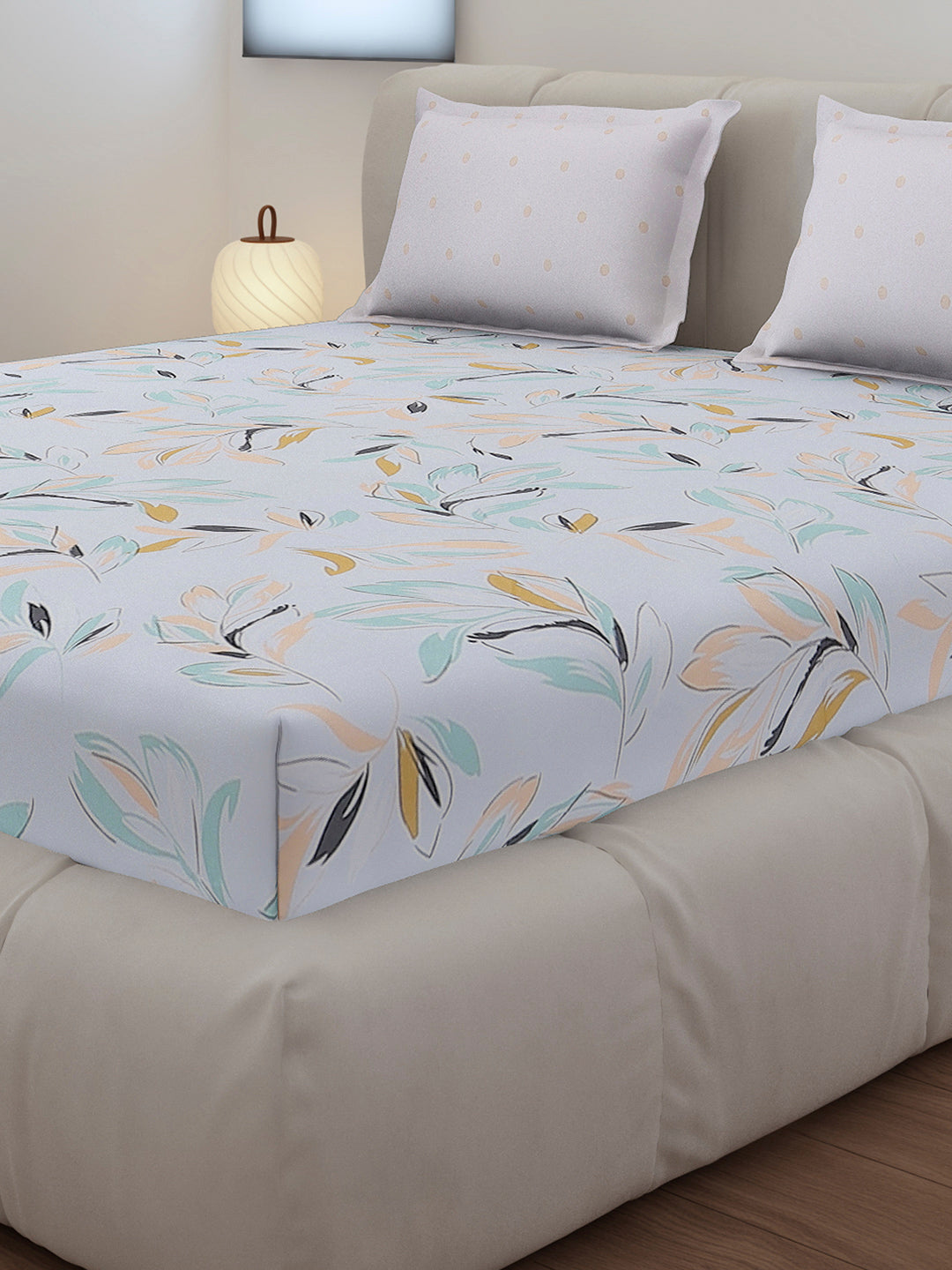 130 GSM Polyester King Size 1 Bedsheet with 2 Pillow Covers (Edmond)