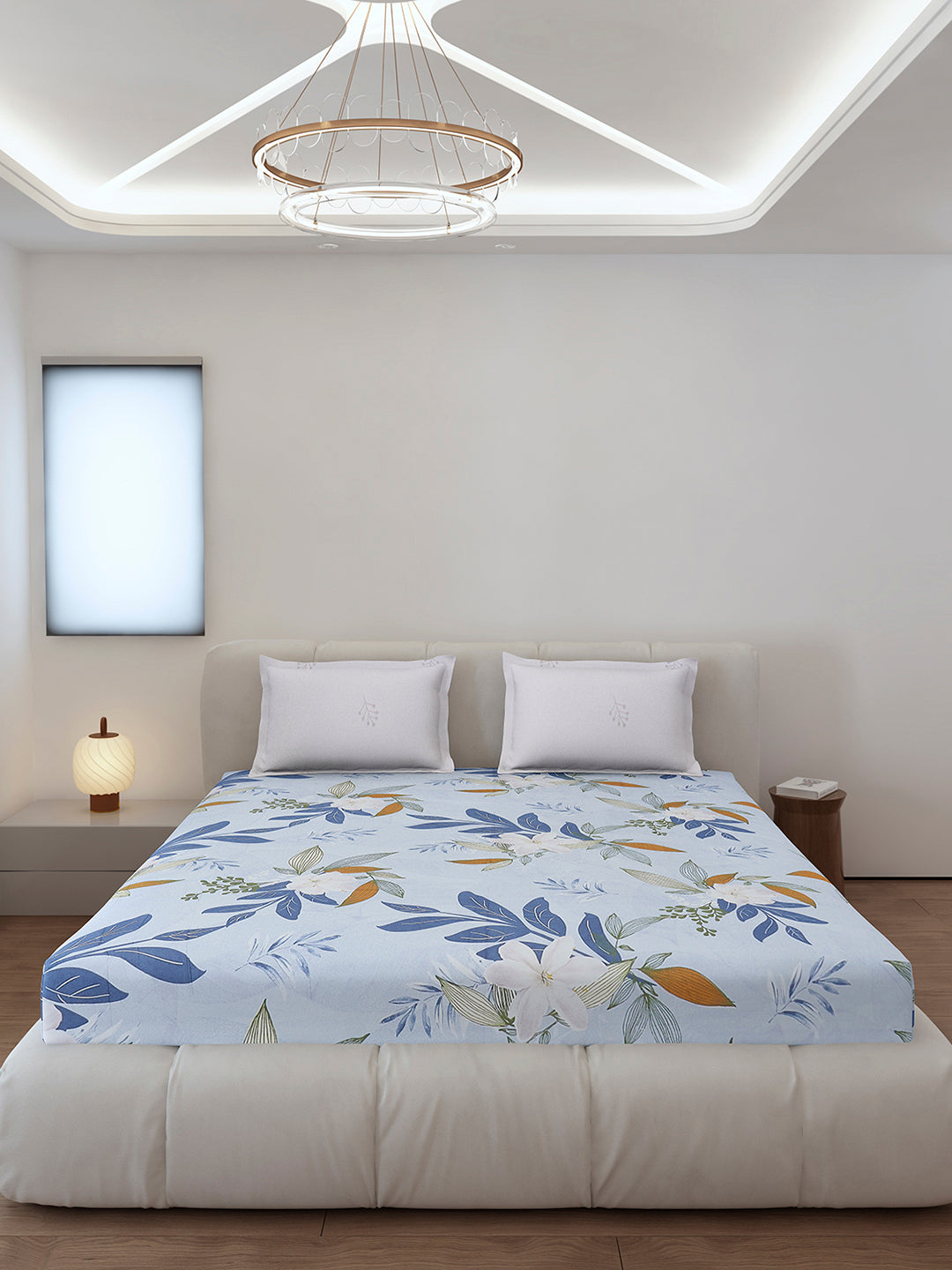 130 GSM Polyester King Size 1 Bedsheet with 2 Pillow Covers (Edmond)