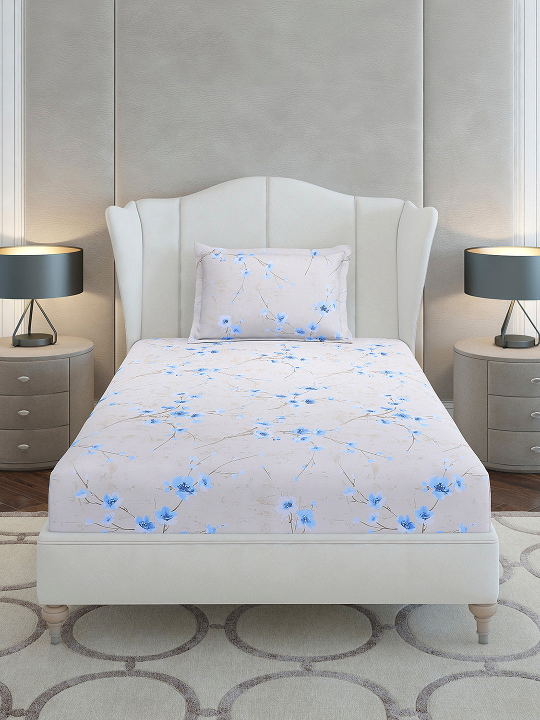 104 TC Cotton Single Bedsheet with 1 Pillow Cover (Elegance)