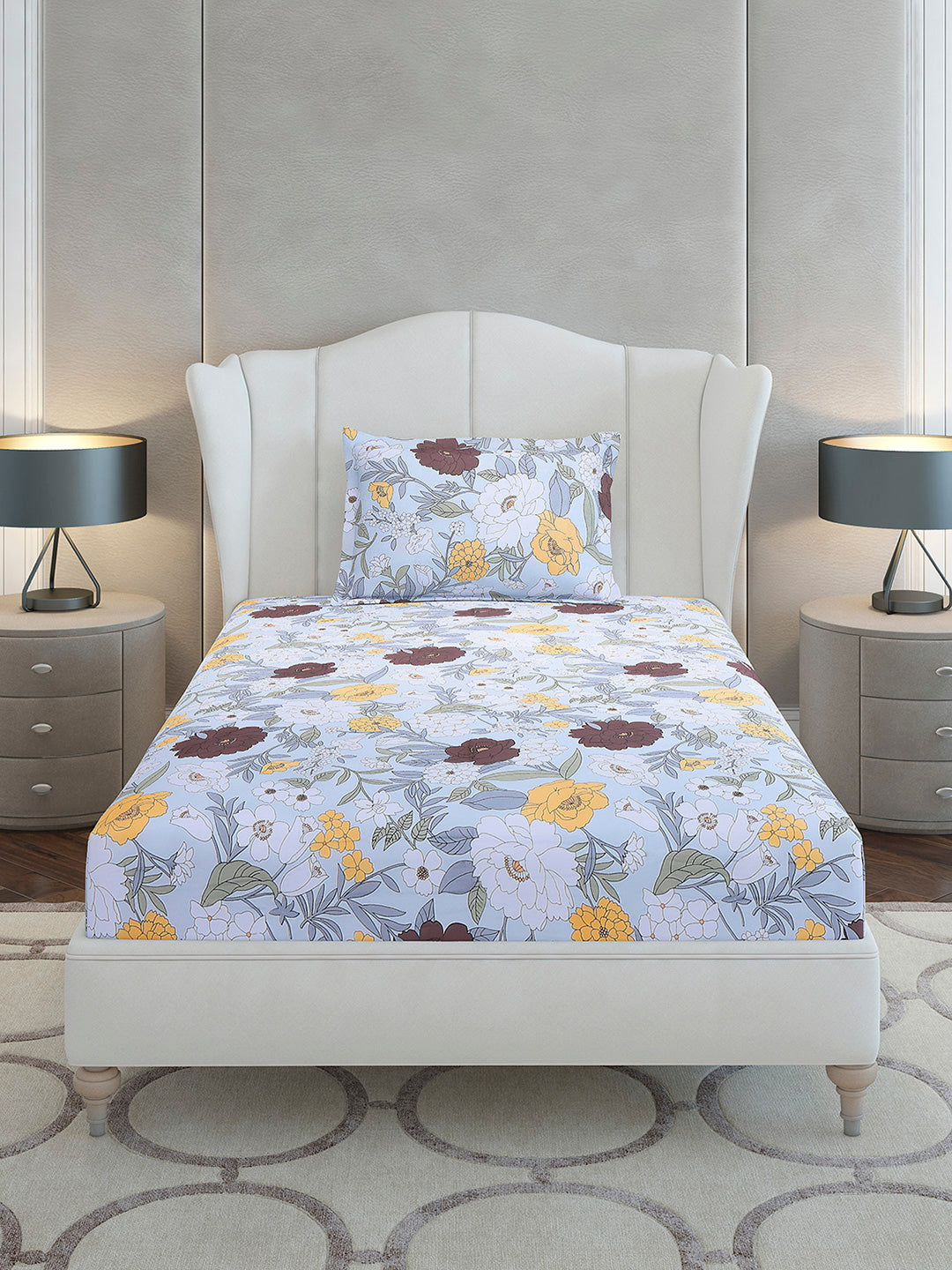 104 TC Cotton Single Bedsheet with 1 Pillow Cover (Elegance)