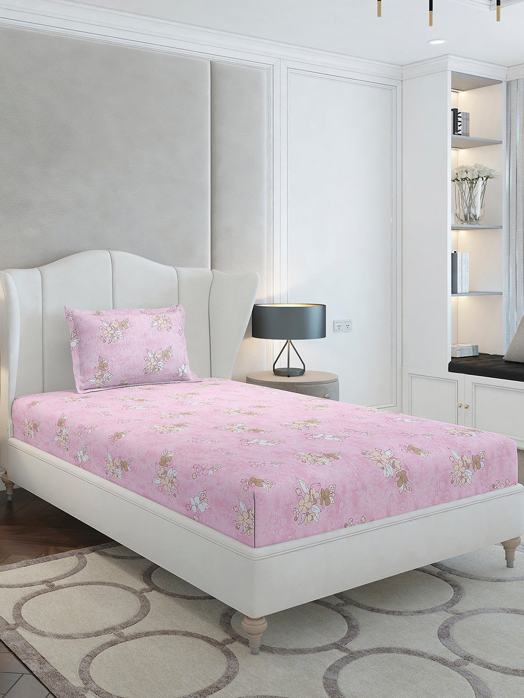 104 TC Cotton Single Bedsheet with 1 Pillow Cover (Elegance)