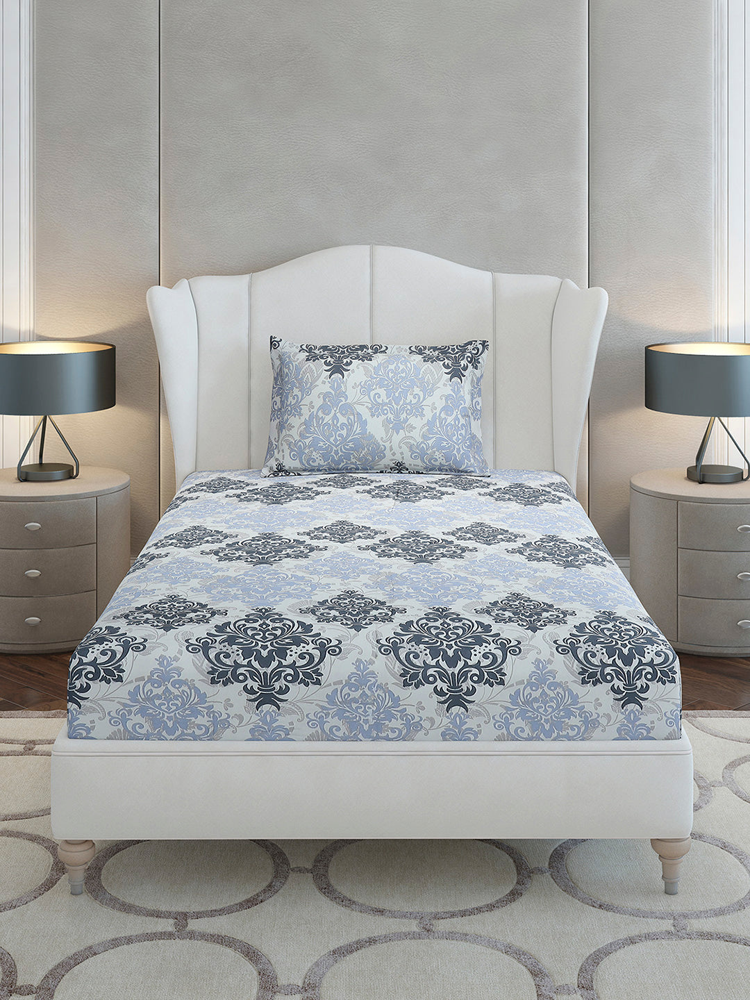 104 TC Cotton Single Bedsheet with 1 Pillow Cover (Elegance)