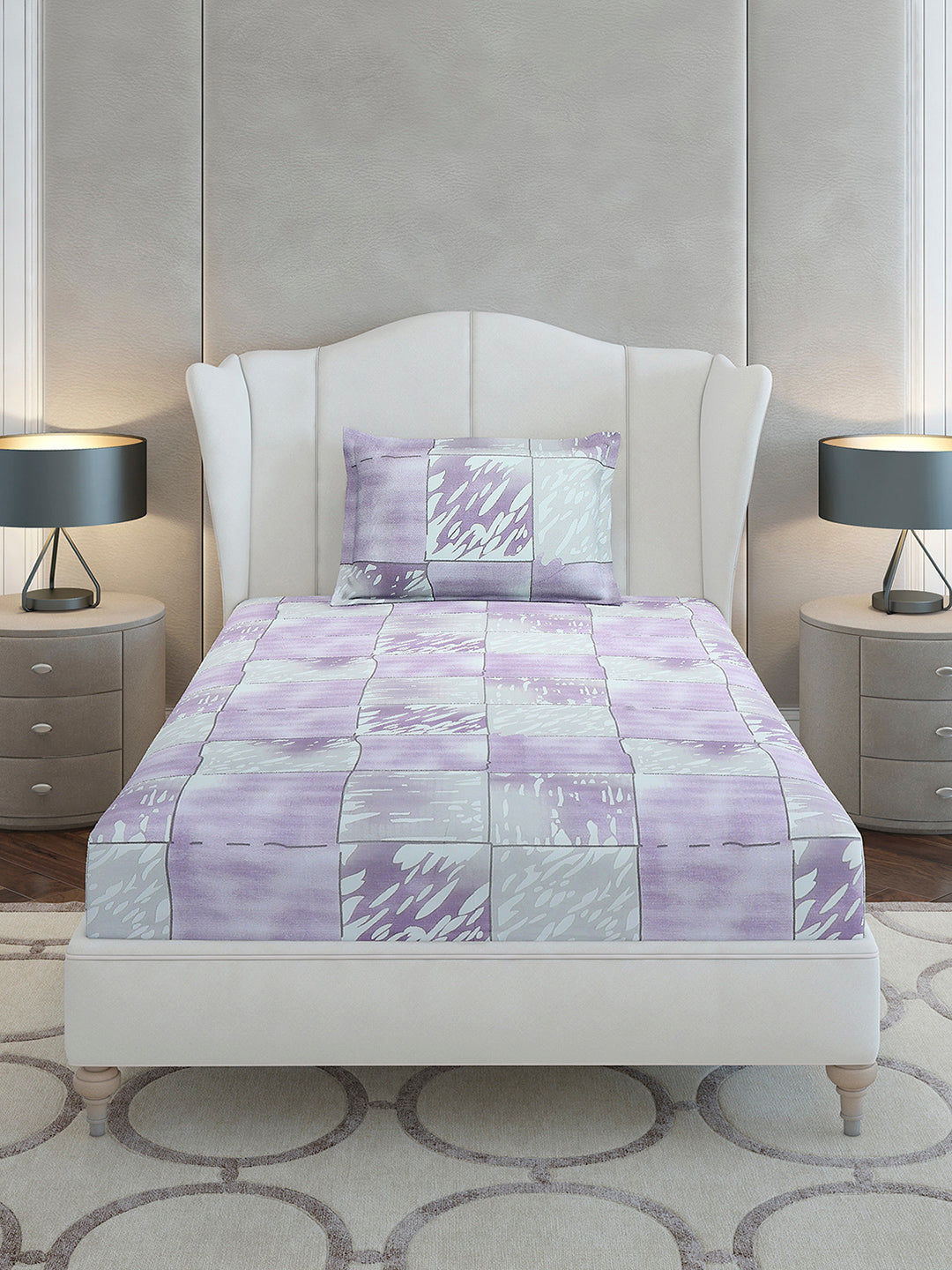 104 TC Cotton Single Bedsheet with 1 Pillow Cover (Elegance)