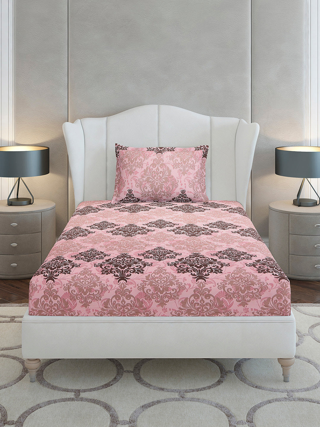 104 TC Cotton Single Bedsheet with 1 Pillow Cover (Elegance)