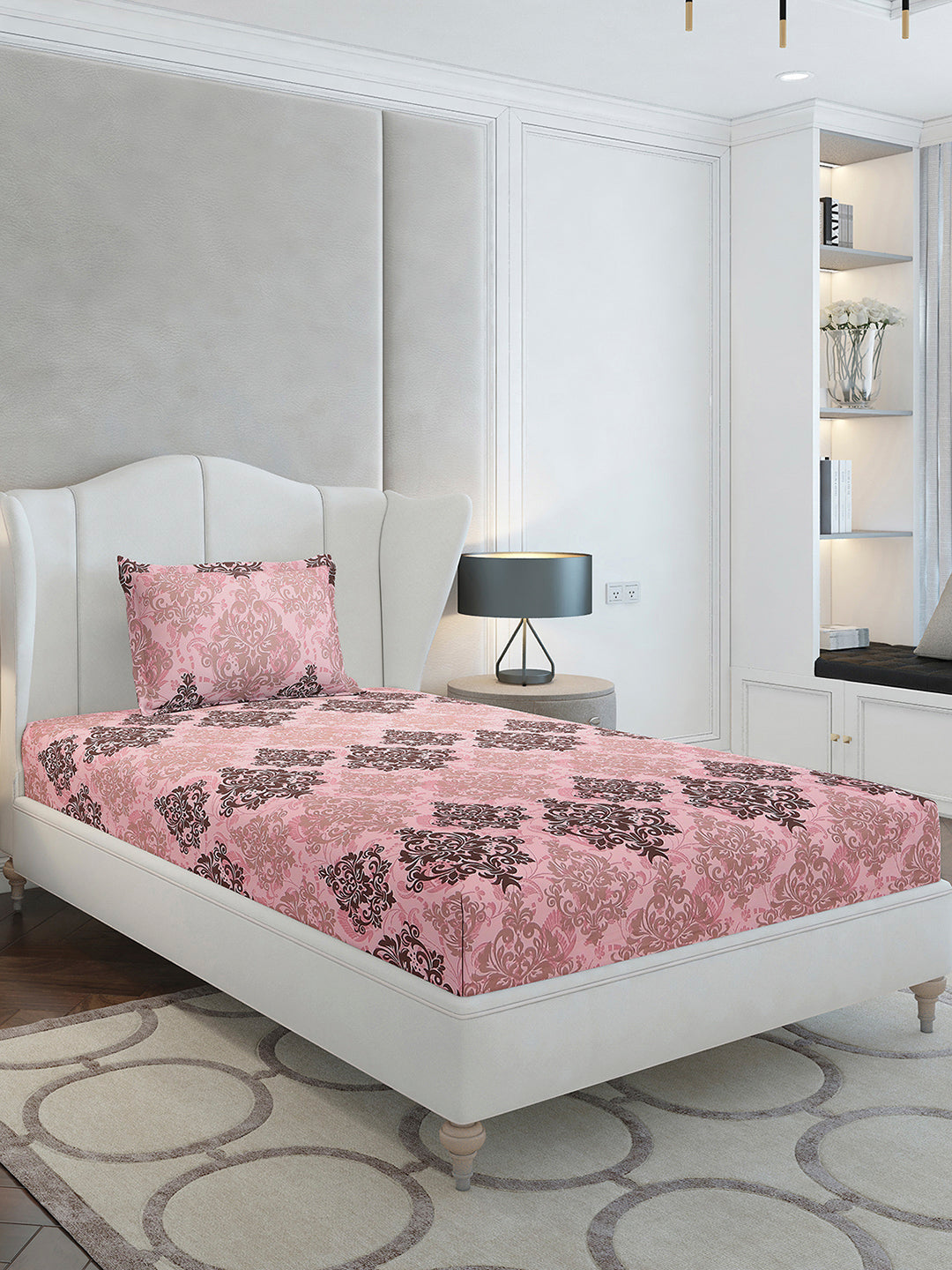 104 TC Cotton Single Bedsheet with 1 Pillow Cover (Elegance)