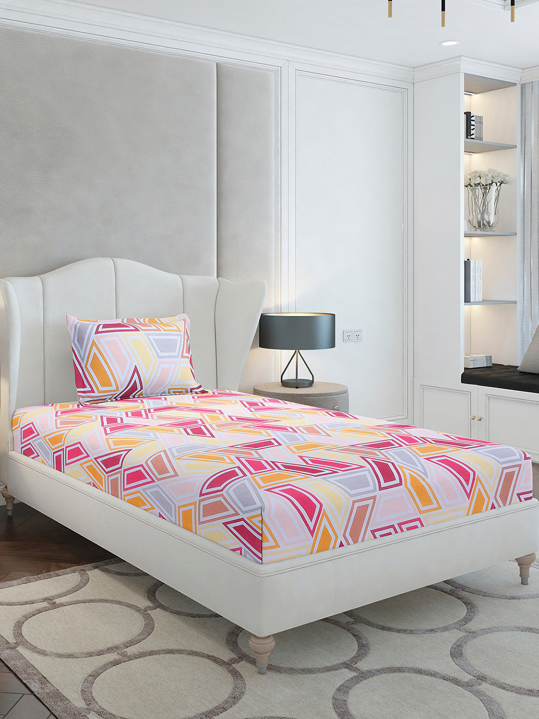 104 TC Cotton Single Bedsheet with 1 Pillow Cover (Elegance)