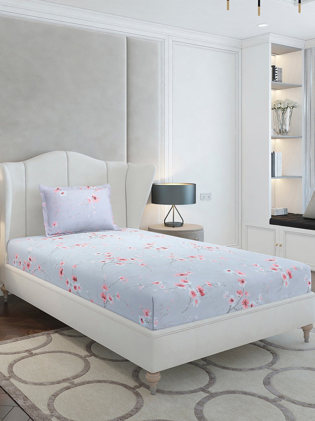 104 TC Cotton Single Bedsheet with 1 Pillow Cover (Elegance)