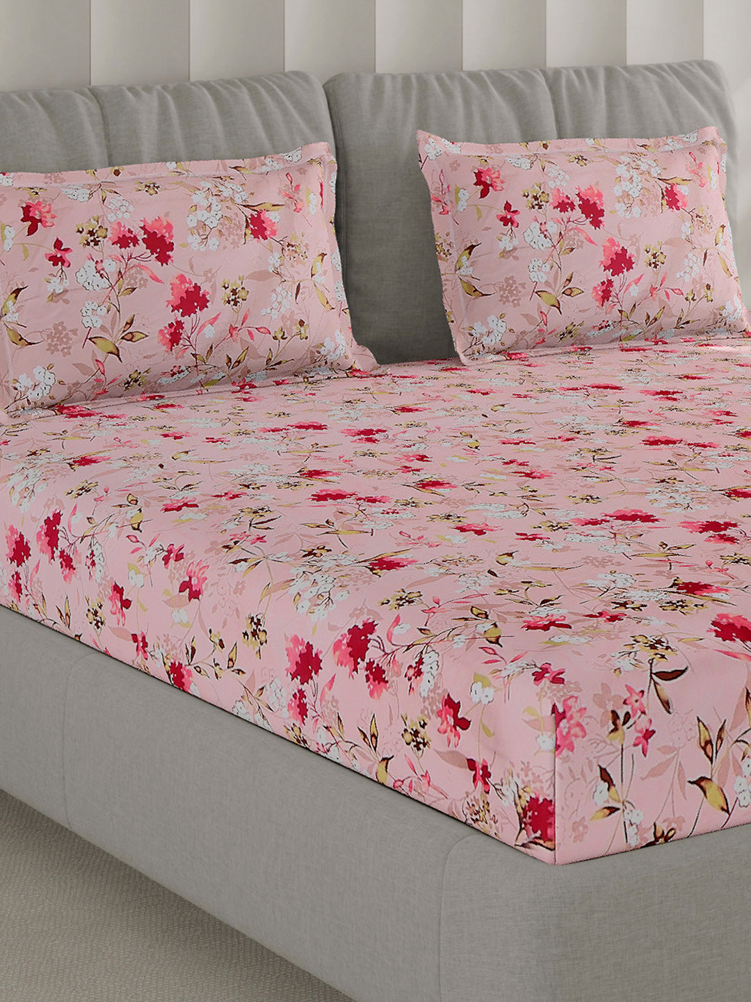 130 GSM Polyester Double Bed 1 Bedsheet with 2 Pillow Covers (Fashnik)