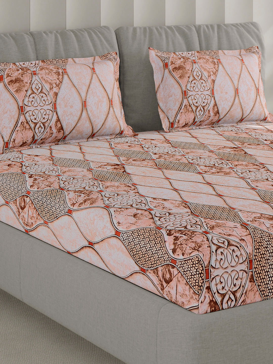 130 GSM Polyester Double Bed 1 Bedsheet with 2 Pillow Covers (Fashnik)