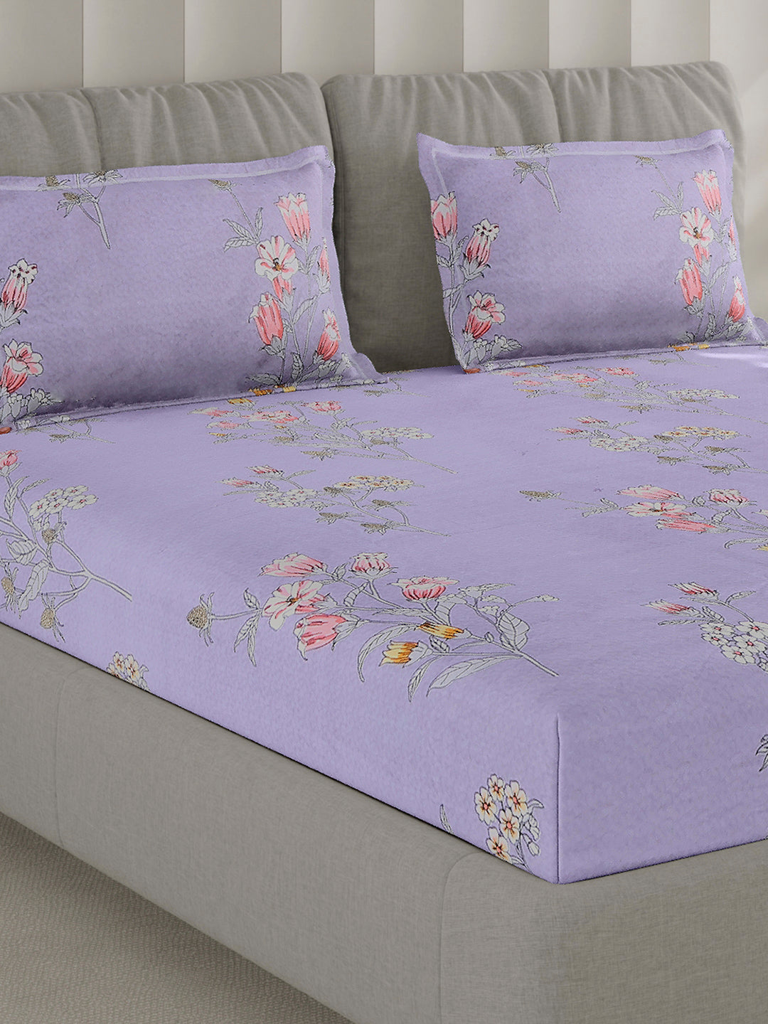 130 GSM Polyester Double Bed 1 Bedsheet with 2 Pillow Covers (Fashnik)