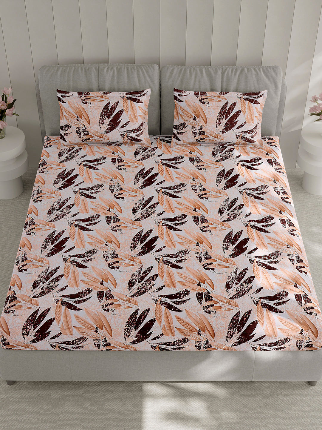 130 GSM Polyester Double Bed 1 Bedsheet with 2 Pillow Covers (Fashnik)