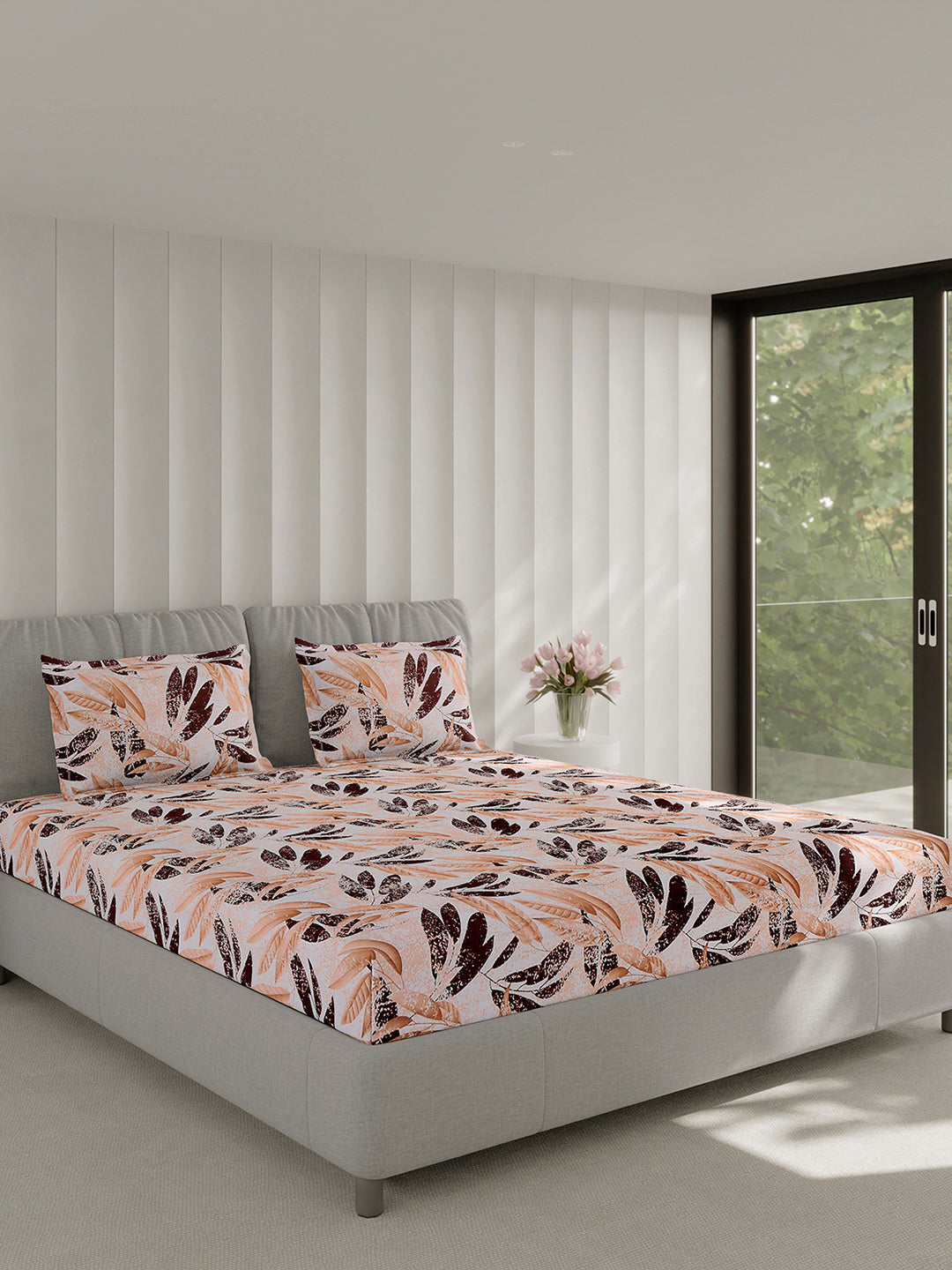 130 GSM Polyester Double Bed 1 Bedsheet with 2 Pillow Covers (Fashnik)