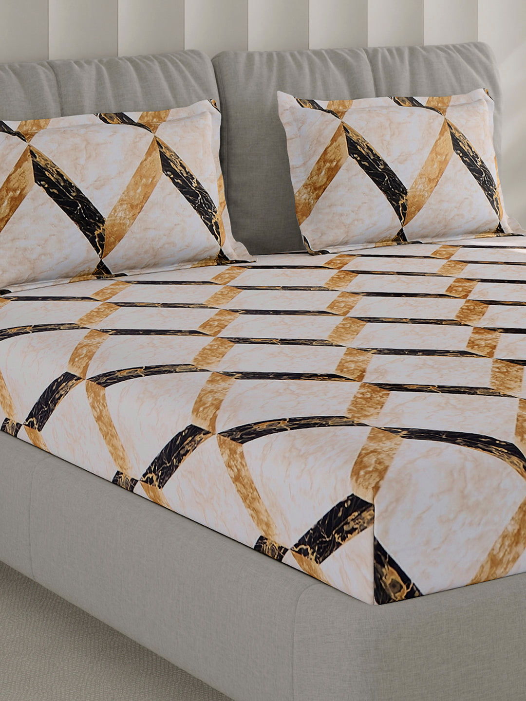 130 GSM Polyester Double Bed 1 Bedsheet with 2 Pillow Covers (Fashnik)